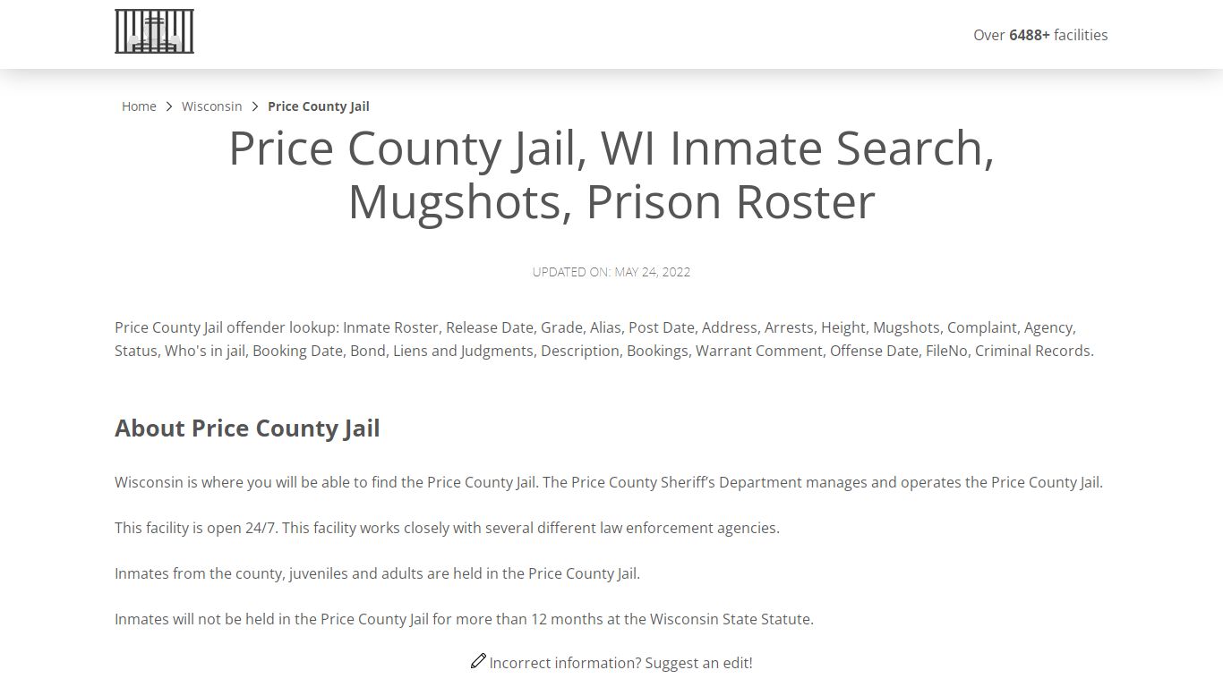 Price County Jail, WI Inmate Search, Mugshots, Prison Roster
